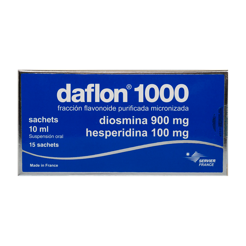 Daflon 1000 Diosmina 900mg Hesperidina 100mg - Caja de 18 sachets